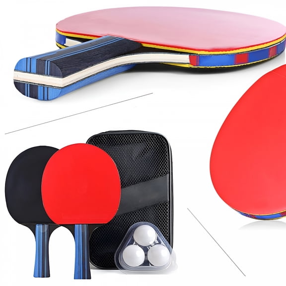 BESTSKY Table Tennis Racket Set Long Handle 1 Pair Professional Table Tennis Ping Pong Racket Paddle Bat Set(Short Handle)
