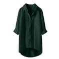 thumbnail image 2 of HOWPAY Oversized Button down Shirts for Women Long Sleeve Casual Blouse V Neck Collared Solid Color Loose Fit Office Work Shirt Dark Green L, 2 of 3
