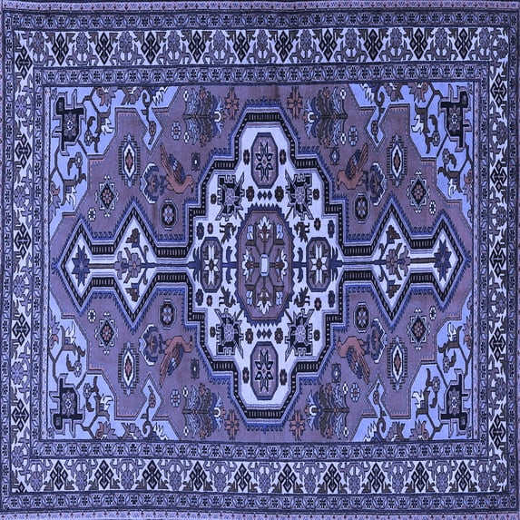 Ahgly Company Indoor Square Persian Blue Traditional Area Rugs, 5' Square
