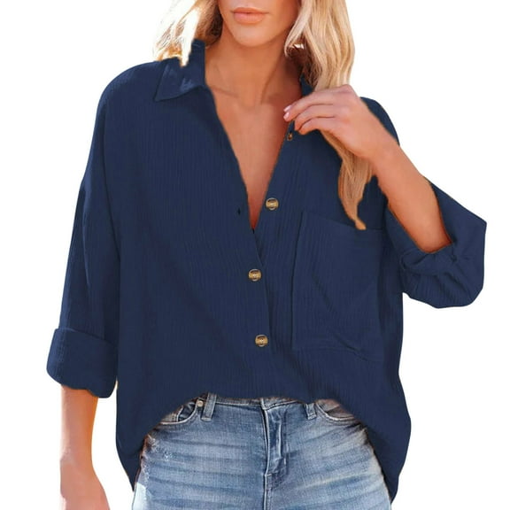 LIJCC Women'S Summer Stand Collar Loose Fit Button Down Shirts Casual Pocket Shirt Tops Ladies Summer Stand Collar Loose Button Up Women Solid Color Shirts Casual Pocket Shirts Tops