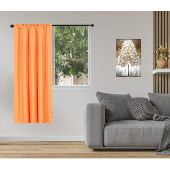 Gorgeous Home Linen 1-Piece 70% Blackout Rod Pocket Solid Window Curtain Panel With Lined Backing 35" X 63" R64 Orange