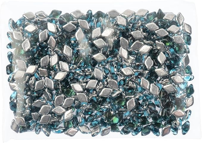 Matubo Czech Gemduo 2-Hole 50g Aquamarine/Backlit Menthol 60020-26732 Glass beads for Jewelry Making, DIY Crafts & Decoration