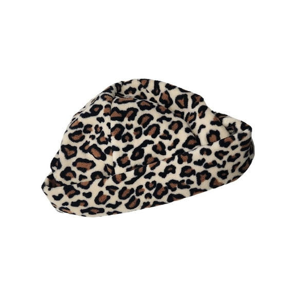 Women's Brown & Black Leopard Print Cuffed Beanie Stocking Cap Hat