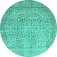 thumbnail image 1 of Ahgly Company Indoor Round Abstract Turquoise Blue Contemporary Area Rugs, 3' Round, 1 of 4