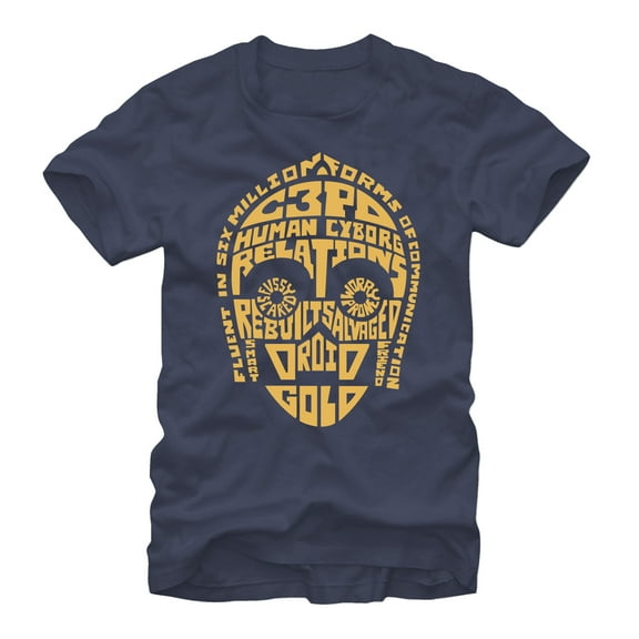 Men's Star Wars C-3PO Human Cyborg Relations Graphic Tee Navy Blue 2X Large