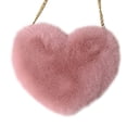 thumbnail image 1 of Cellphone Purse Plush Heart Shaped Crossbody Bag with Chain, 1 of 5
