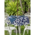 thumbnail image 2 of Navy Blue Geometric Outdoor Tablecloth - 60 Inch Round Dining Table Cover, Vintage Abstract Art Waterproof Outdoor Table Cloth with Umbrella Hole & Zipper for Picnic/Patio/Party, 2 of 7