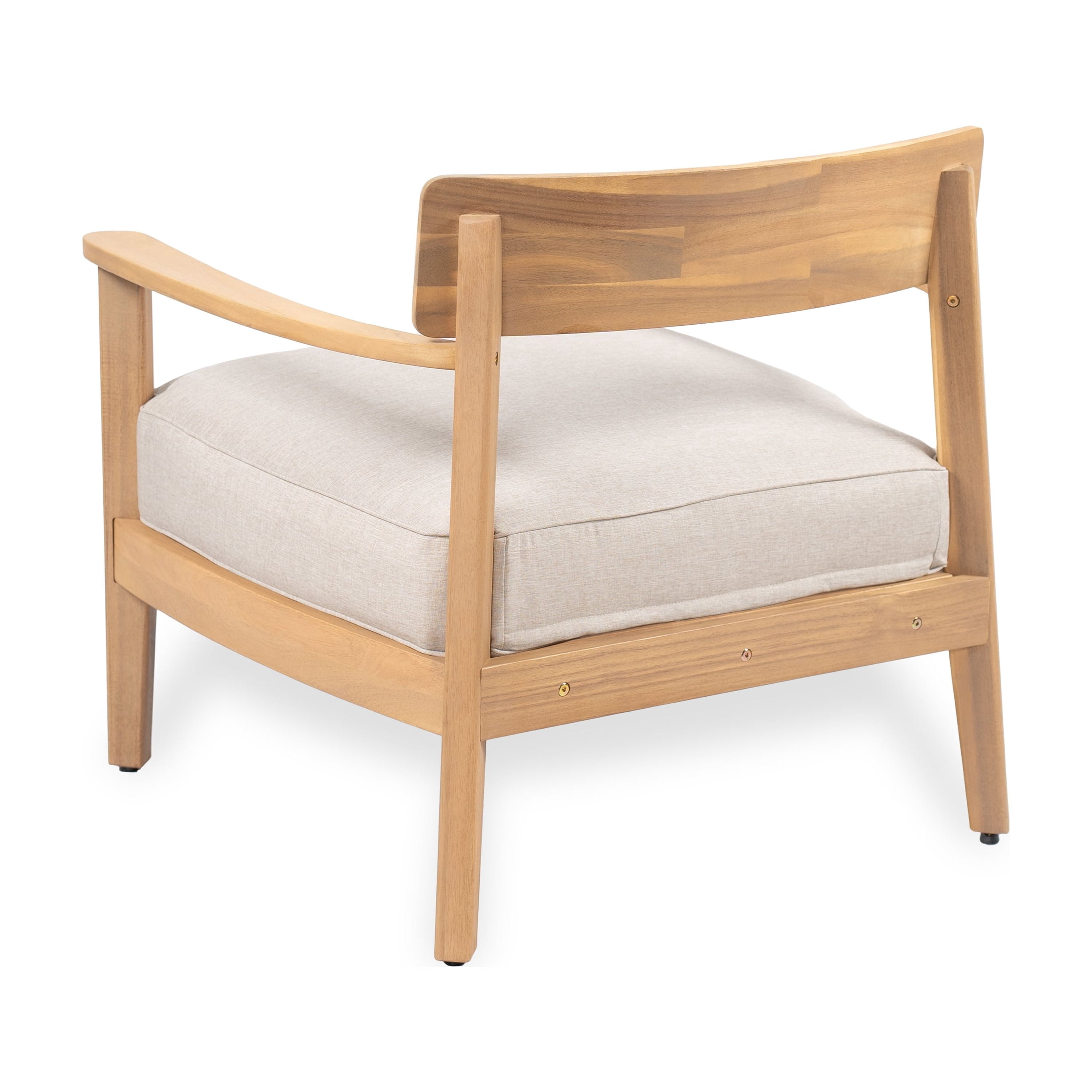 Acacia Wood Club Chair with Seat Cushion for Patio Garden Deck, Teak