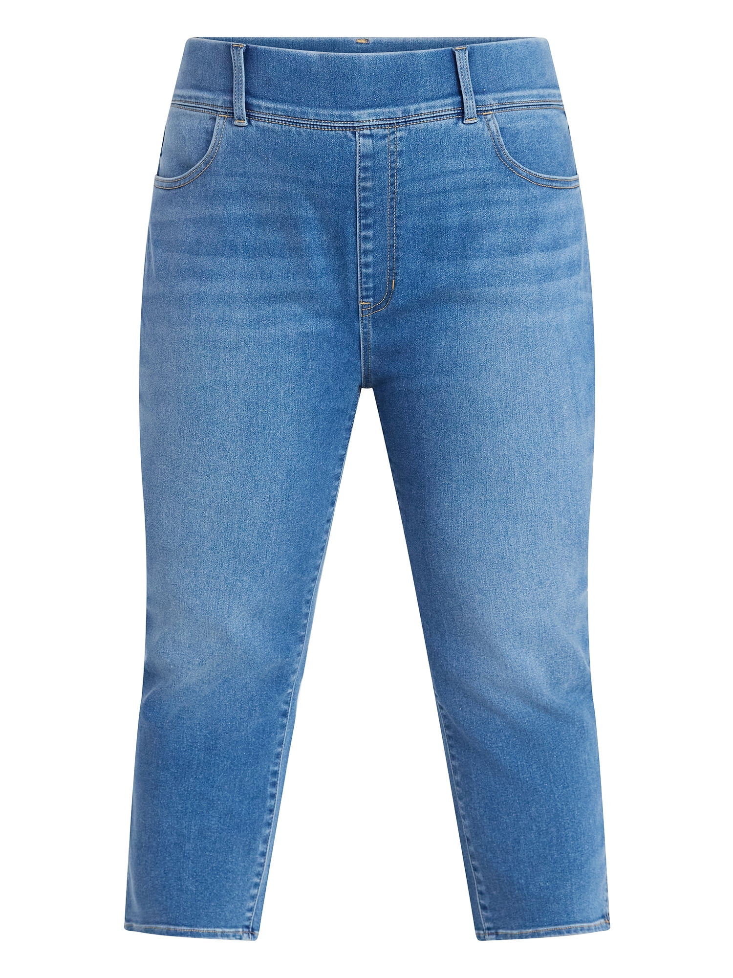 Terra & Sky Women's Plus Size Pull On High Rise Capri Jeggings, 23" Inseam, Sizes 0X-4X