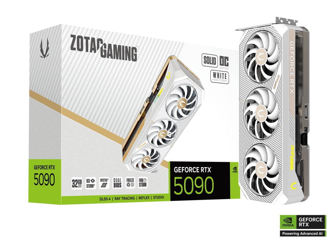 RTX 5090 ZOTAC 白 インテリア APP操作／音に反応 ZOTAC SOLID OC White Edition GeForce RTX 5090 32GB 512-Bit GDDR7