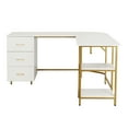 Techni Mobili LShape Home Office Desk with Storage, Gold
