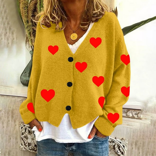 LOVZFMLL Cardigan pour Femmes Cardigan Décontracté à Boutons Veste Manteau de Mode Imprimée