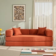 YINIX 78,6 Convertible Sofa Couch with 2 Pillows, Sleeper Sofa Bed for Living Room, Small Spaces, Orange