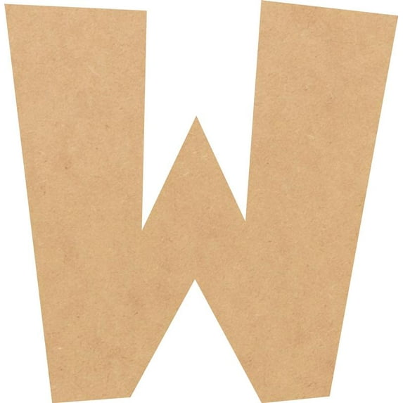 Unfinished Bold Wood Letter W, Craft Alphabet 10'' Tall MDF Wall Décor, Superboom Font