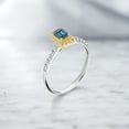 thumbnail image 4 of Gem Stone King 925 Silver and 10K Yellow Gold Persian Blue Moissanite and White Lab Grown Diamond Engagement Ring for Women | 0.90 Cttw | Octagon 6X4MM | Gemstone Birthstone | Size 8, 4 of 4