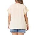 thumbnail image 4 of DARING DIVA Women's Plus Chiffon Blouse Swiss Dot Lace Pleated Top 1X Beige, 4 of 6