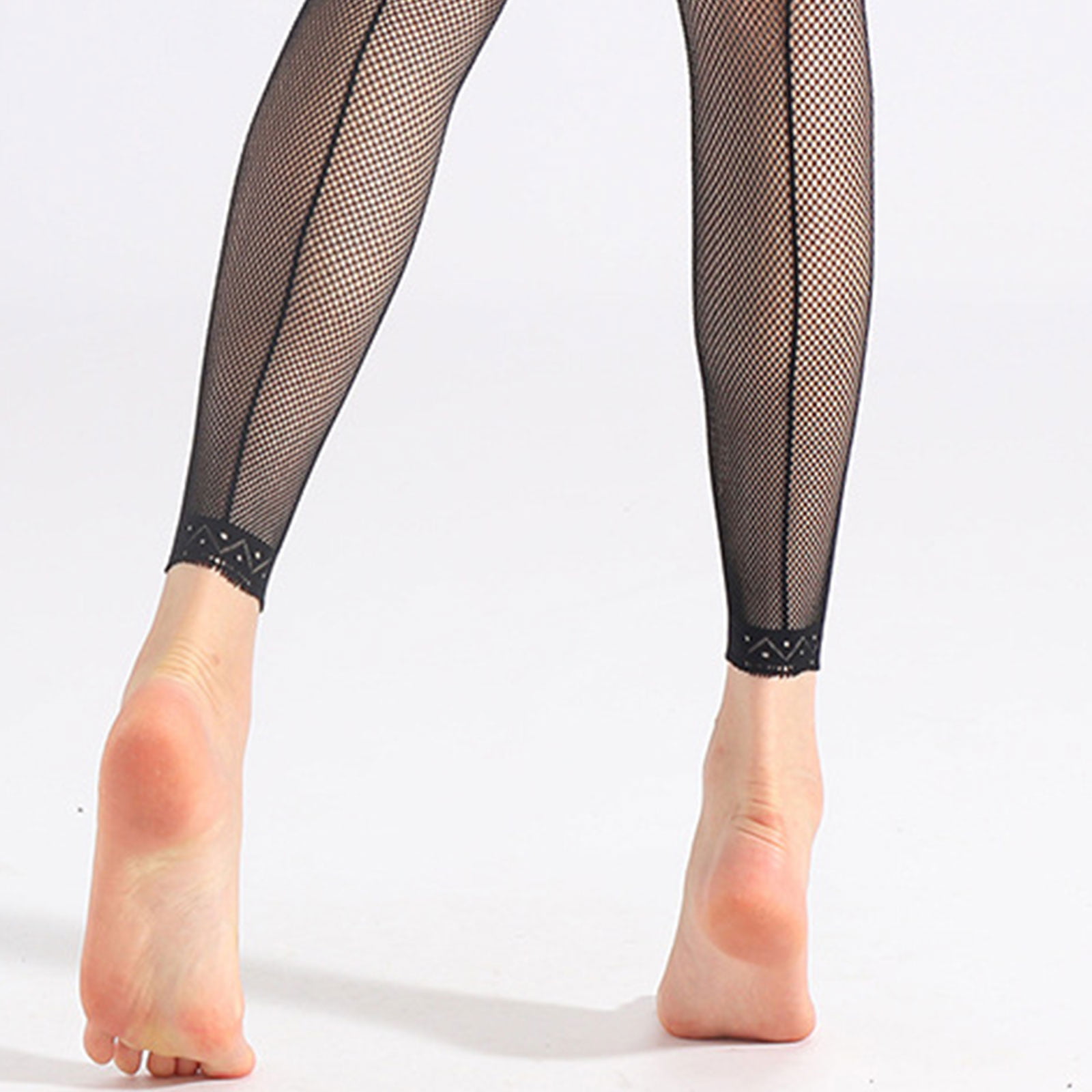TINYSOME Women Se-- Mesh Footless Tights Floral Striped Patterned