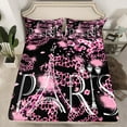 thumbnail image 2 of Manfei Eiffel Tower Queen Sheet Sets,Romantic France Paris Flat Sheet,Pink Leopard Print Queen Fitted Sheet For Girls,Luxury Bedroom Decor,4pcs, 2 of 7