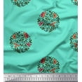 thumbnail image 1 of Soimoi Moss Georgette Fabric Leaves & Floral Block Printed Craft Fabric by The Yard 42 Inch Wide, 1 of 3