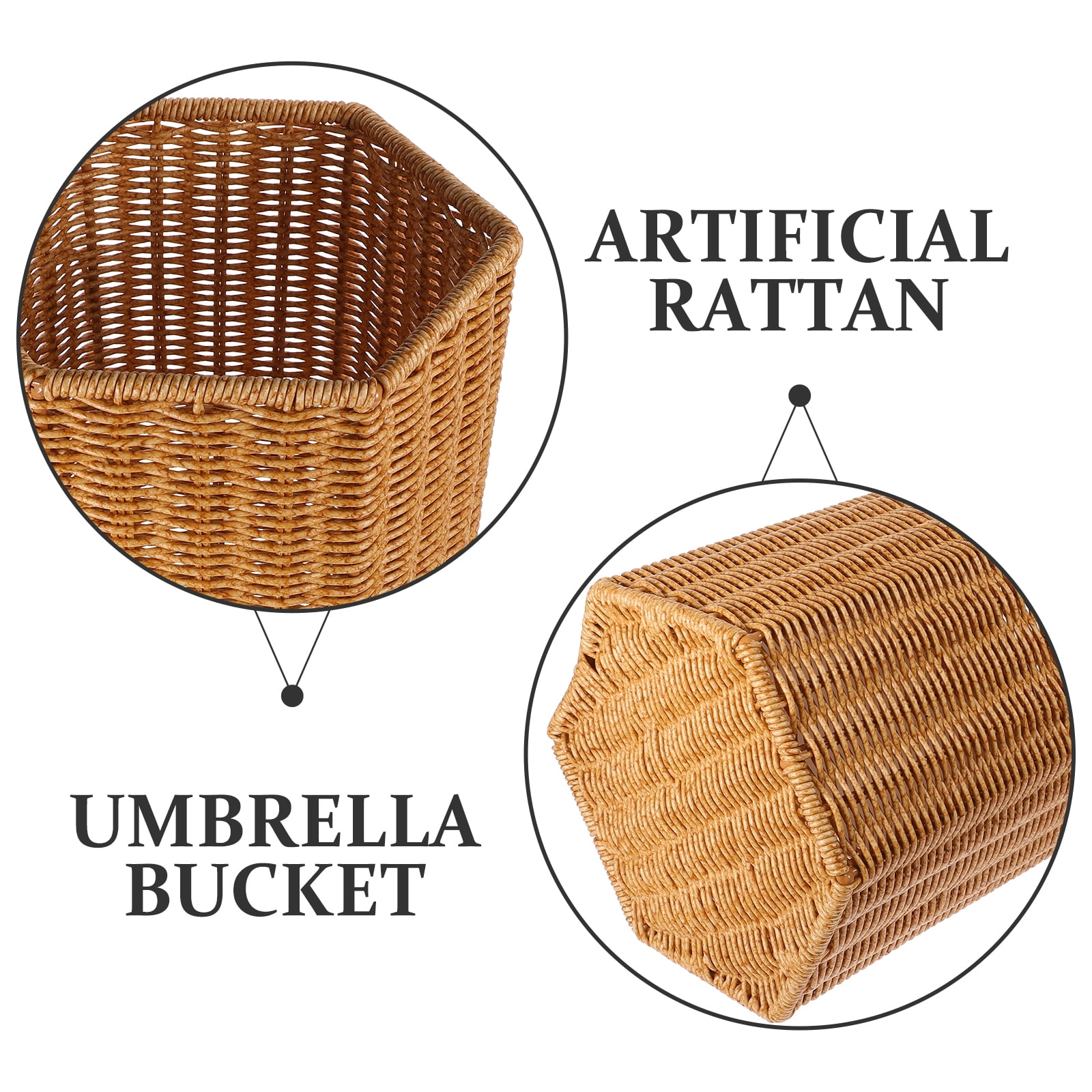 Monyance umbrella holder indoor Woven Rattan Umbrella Stand Holder for Entryway and Laundry(15.55X8.27X7.48Inches)