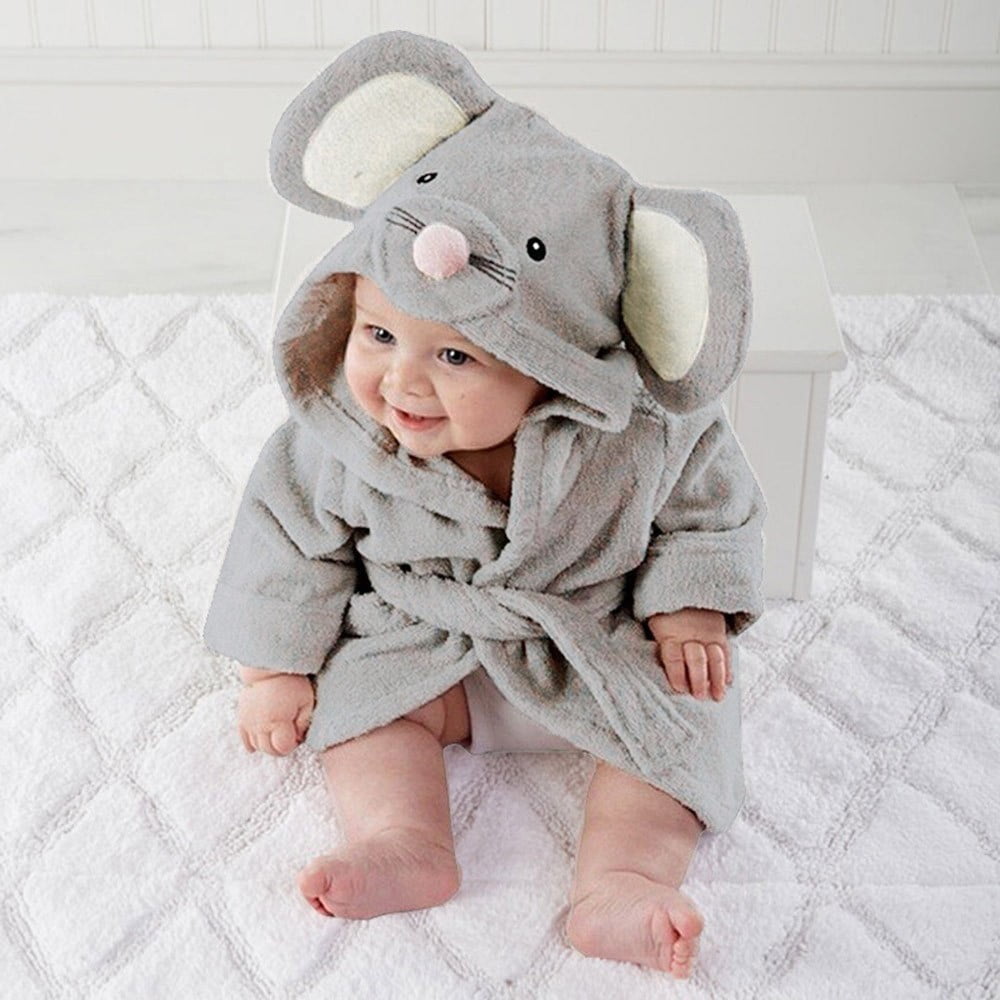 Mercatoo Kids Bathrobe Unisex Baby Plush Animal Robe Hooded Towel Toddler Boys Girls Spa Bath Robe,Baby Beach Towel