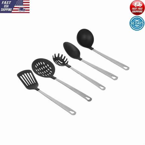 Stainless Steel Nylon Cooking Utensil Set 5 Piece Essential Kitchen Tools New