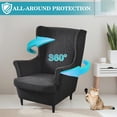 thumbnail image 5 of CJC Wingback Chair Slipcover, 2-Piece Stretch Wing Back Chair Cover with Cushion Cover, Armchair Covers Furniture Protector for Living Room Bedroom (Black), 5 of 10