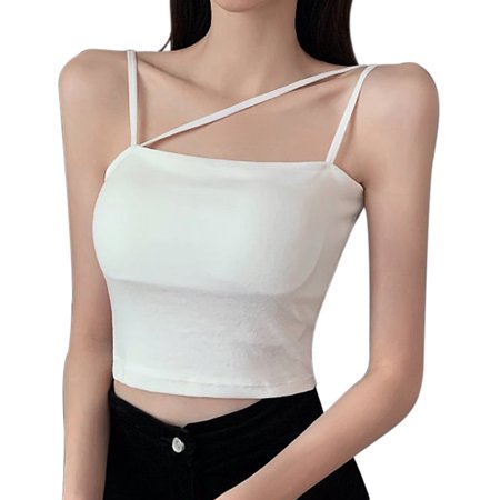 

CAITZR Women Crop Camisole Multi-Sling Plain Color Push-Up Short Tops Ladies Slim Navel Tops