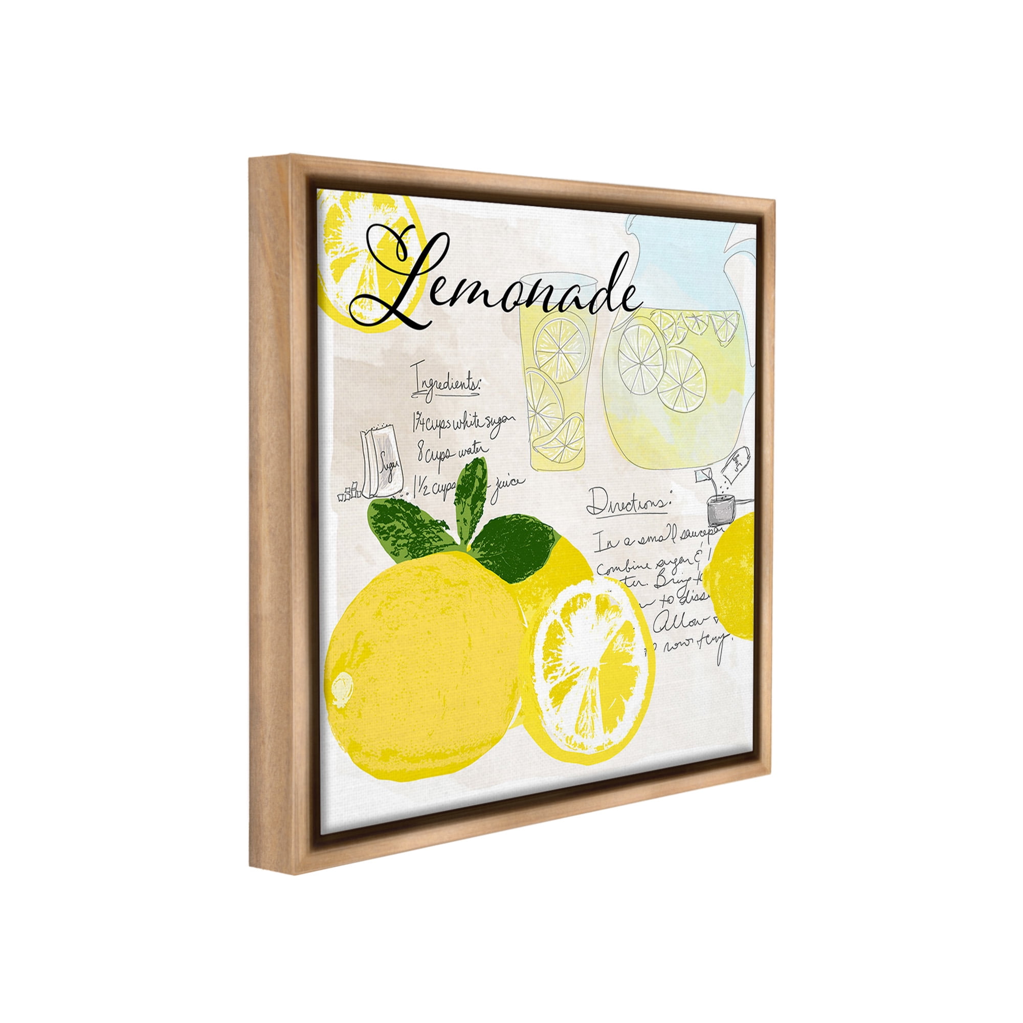 Stupell Industries Summer Lemonade Recipe Food & Beverage Painting Brown Floater Framed Canvas Art Print Wall Art, 25 x 25