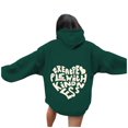 thumbnail image 4 of Charmgo Hoodies for Women Trendy, Women's Letter Graphic Print Long Sleeve Tops Drawstring Hoodies Crewneck Sweatshirt Casual Pullover Tops, Graphic Hoodies Green XL, 4 of 5