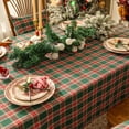 thumbnail image 3 of Checkered Square Tablecloth - Green Buffalo Plaid Linen Cotton Gingham Table Cloths, Winter Farmhouse Table Decorations for Dining/Parties/Holiday, 54 x 54 Inch, 3 of 13