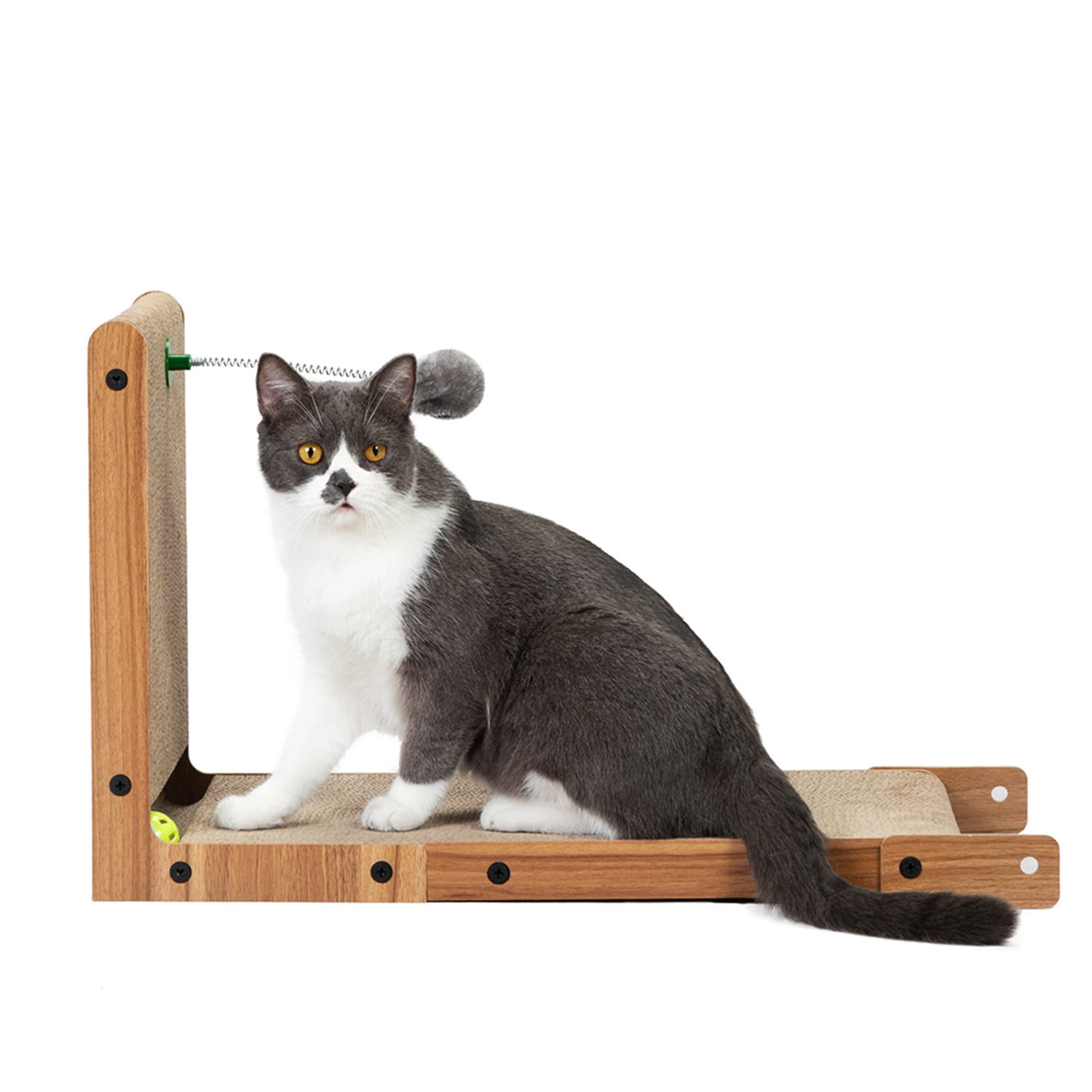Pefilos Cat Scratching Post Toy Cardboard for Jumbo Adult Cats, Cat Scratcher for Furniture Lounge, Scratch Pad with Catnip, Cat Bed Couch for House, Brown