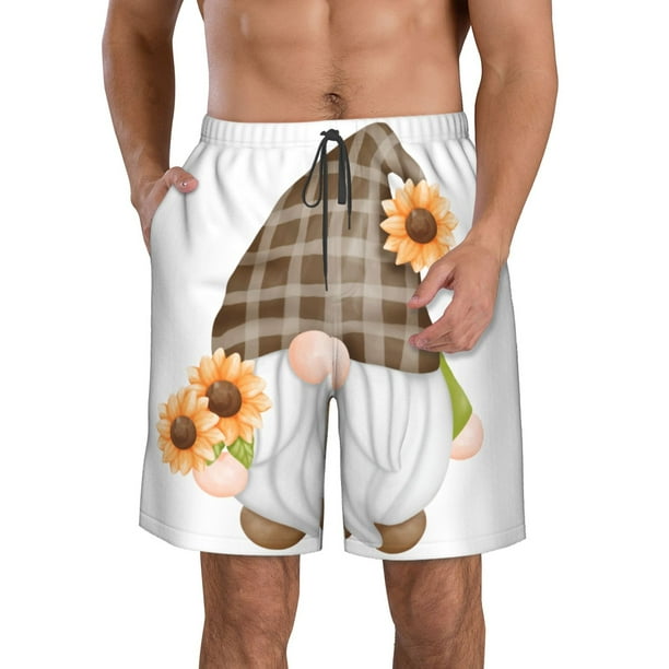 Fotbe Sunflower Gnomes 4 Trajes de Baño Estampados para Hombre, Shorts de Verano de Secado Rápido, Ropa de Playa, Bañadores-X-Large