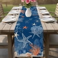 thumbnail image 4 of Navy Blue Coastal Table Runner 108 Inches, Starfish Coral Nautical Summer Beach Ocean Bed Runner Dresser Scarves Tabletop for Indoor Outdoor Parties/Ceremony/Banquet, 13"x 108", 4 of 9
