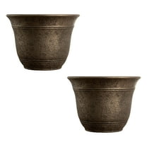 HC Companies 13" Wide Sierra Planter Round Planter, Nordic Bronze (2 Pack)