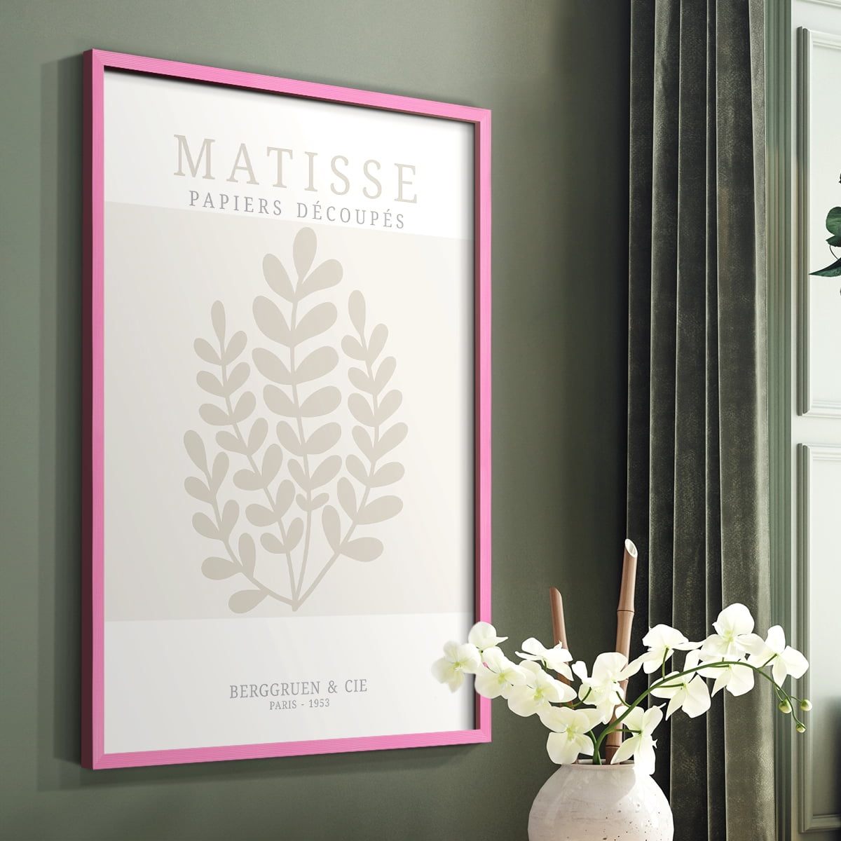 Matisse CDXVII in Pink Solid Wood Framed Print No Nail Hanging