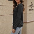 thumbnail image 4 of Tqcoqu Women's Solid Notch V Neck Long Sleeve Pullover Tops Ribbed Cuffs Hem Loose Casual Lightweight Sweatshirt For Fall,Black Women's S-XXL, 4 of 8