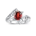 thumbnail image 1 of RYLOS Rings for Women Sterling Silver Greek Key Designer Ring 9X7MM Gemstone & Diamond Ring January Garnet Jewelry  Size 8, 1 of 7
