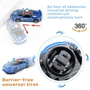 Tyethy 360 Rotation Light-up Police Car Toy, Electric Car with Bright Flashing LED Lights Simulation Sounds, Toy Car for Kids Gift