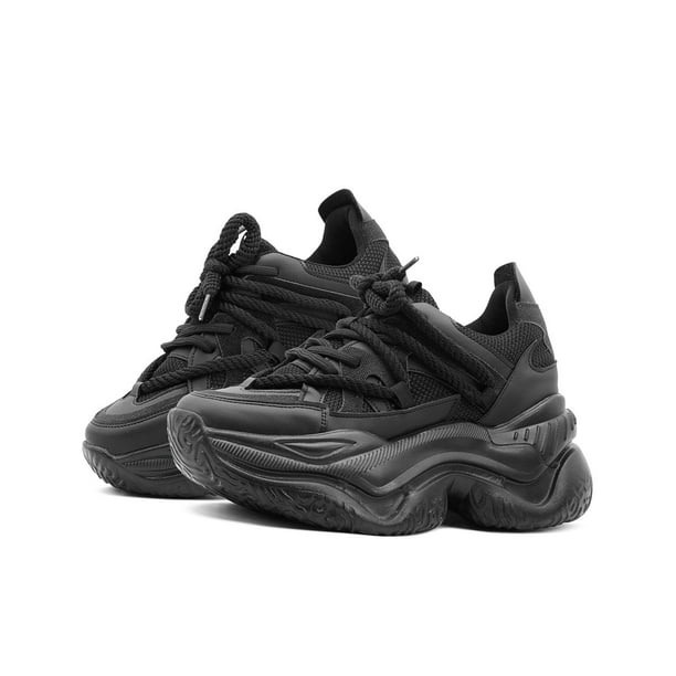 Tenis Con Plataforma Para Mujer Suela Chunky Color Negro negro 23