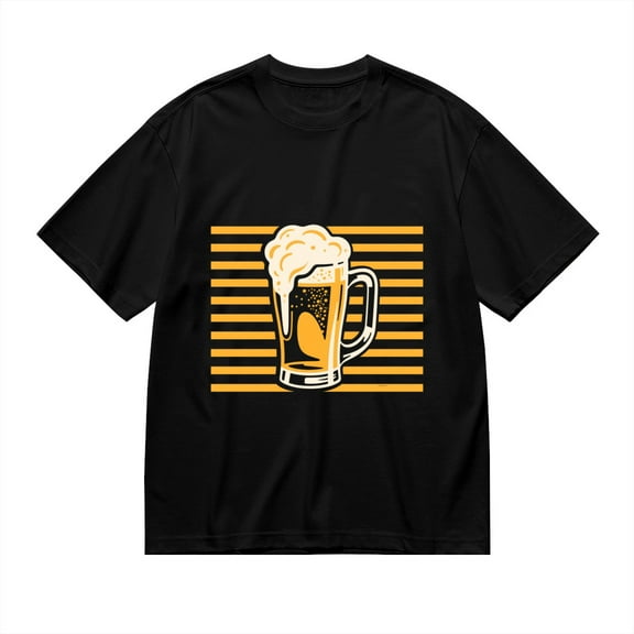 Black T Shirts for Men, Beer Mug With Foam, Graphic Mens Graphic Tees, 24936611,S
