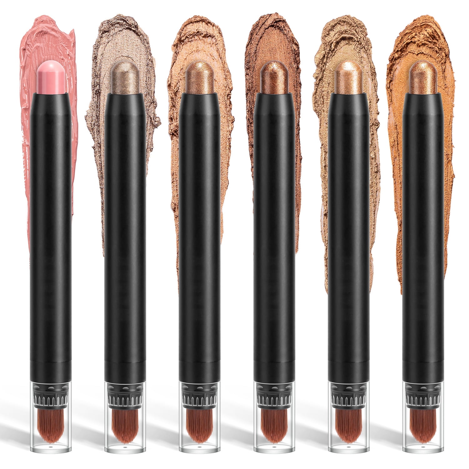 Cream Eyeshadow Stick Sets with Blending Brush,Hypoallergenic Matte and