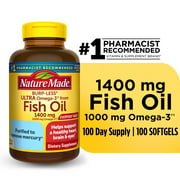 Nature Made Burp-Less Ultra Omega 3 from Fish Oil 1400 mg Softgels, 100 Count