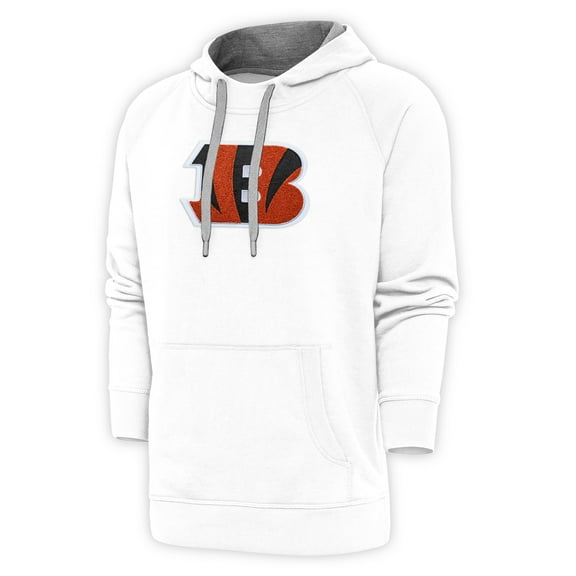 Men's Antigua White Cincinnati Bengals Victory Chenille Pullover Hoodie