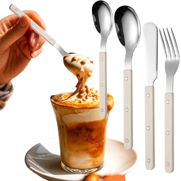 Safeglitz French Style Stainless Steel Cutlery Set - Colorful Handle Flatware for Home Restaurant, Ergonomic Non Slip Fork Spoon Set, Dishwasher Safe Modern Kitchen Utensils, 1Set