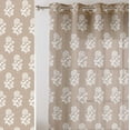 thumbnail image 2 of Vargottam Block Floral Design Sheer Georgette Curtains for French Doors & Balcony - 2 Panels, 96" Long, Light Filtering, Grommet Top Printed Drapes for Living Room or Lounge, 2 of 9