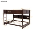 thumbnail image 2 of Harper & Bright Designs Bunk Bed Queen over Queen with Storage Cabinets, Queen Wood Bunk Bed Frame with Charging Station, Guardrails and Ladder, Brown, 2 of 7