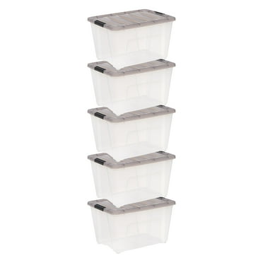IRIS 53 Qt. Plastic Storage Bins with Lids, Stackable Storage Containers, Totes, 5 Pack