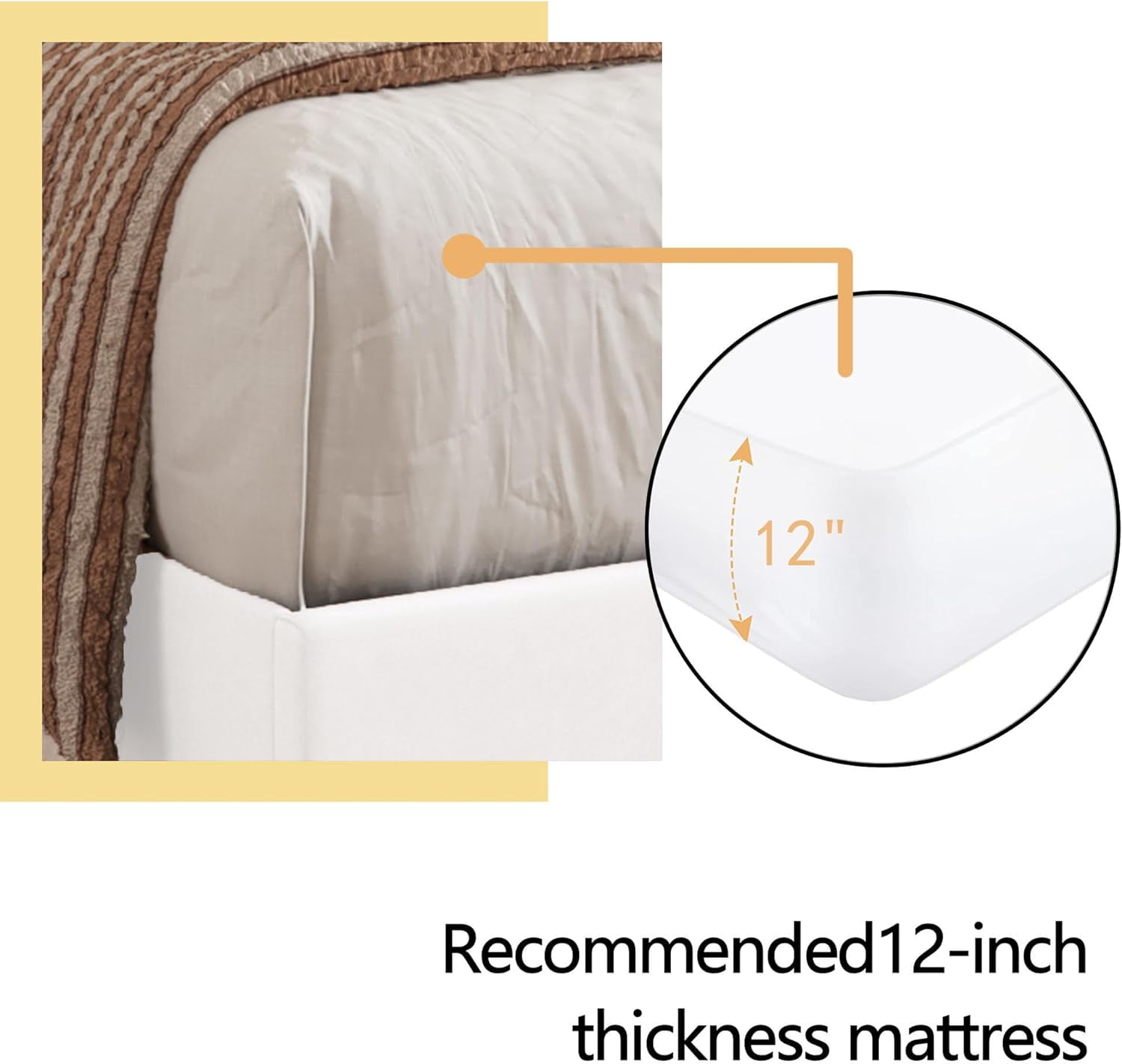 King Size White Modern Upholstered Platform Bed Frame with Button Tufting Headboard Solid Wood Slats Support No Box Spring Needed Easy Assembly