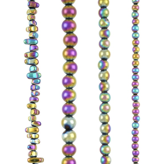 Bead Landing Mixed Rainbow Reconstituted Hematite Beads, 6 Pack